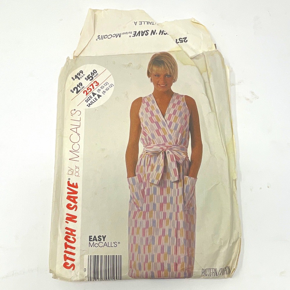 McCall's 2573 Stitch 'N Save Misses Dress Sewing Pattern Vintage 1986 Cut Sz 12